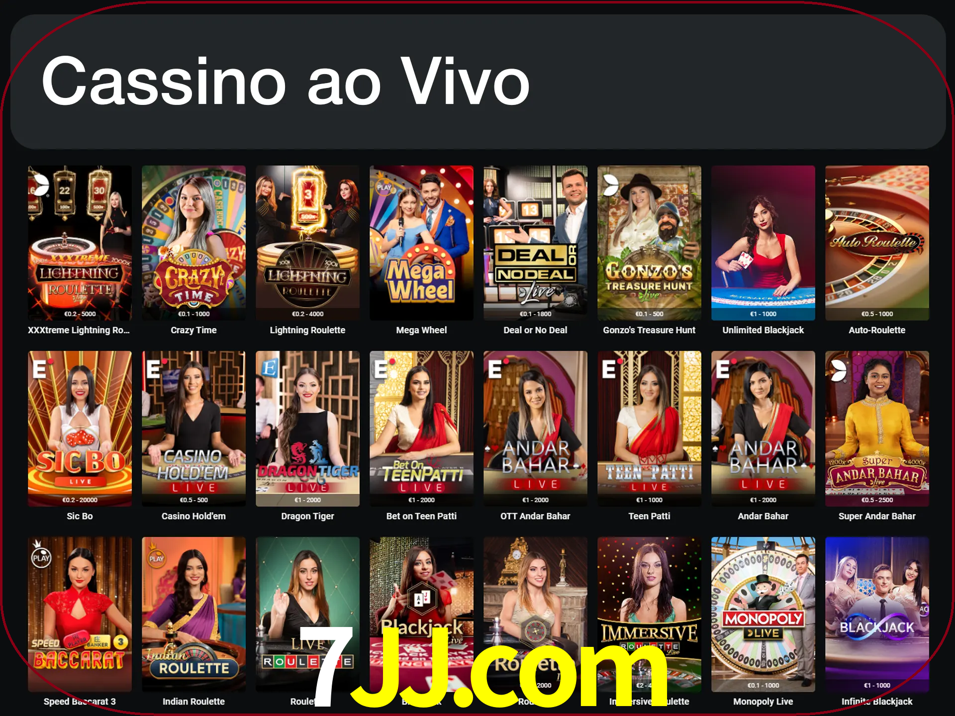 Jogue jogos de cassino com um verdadeiro dealer.