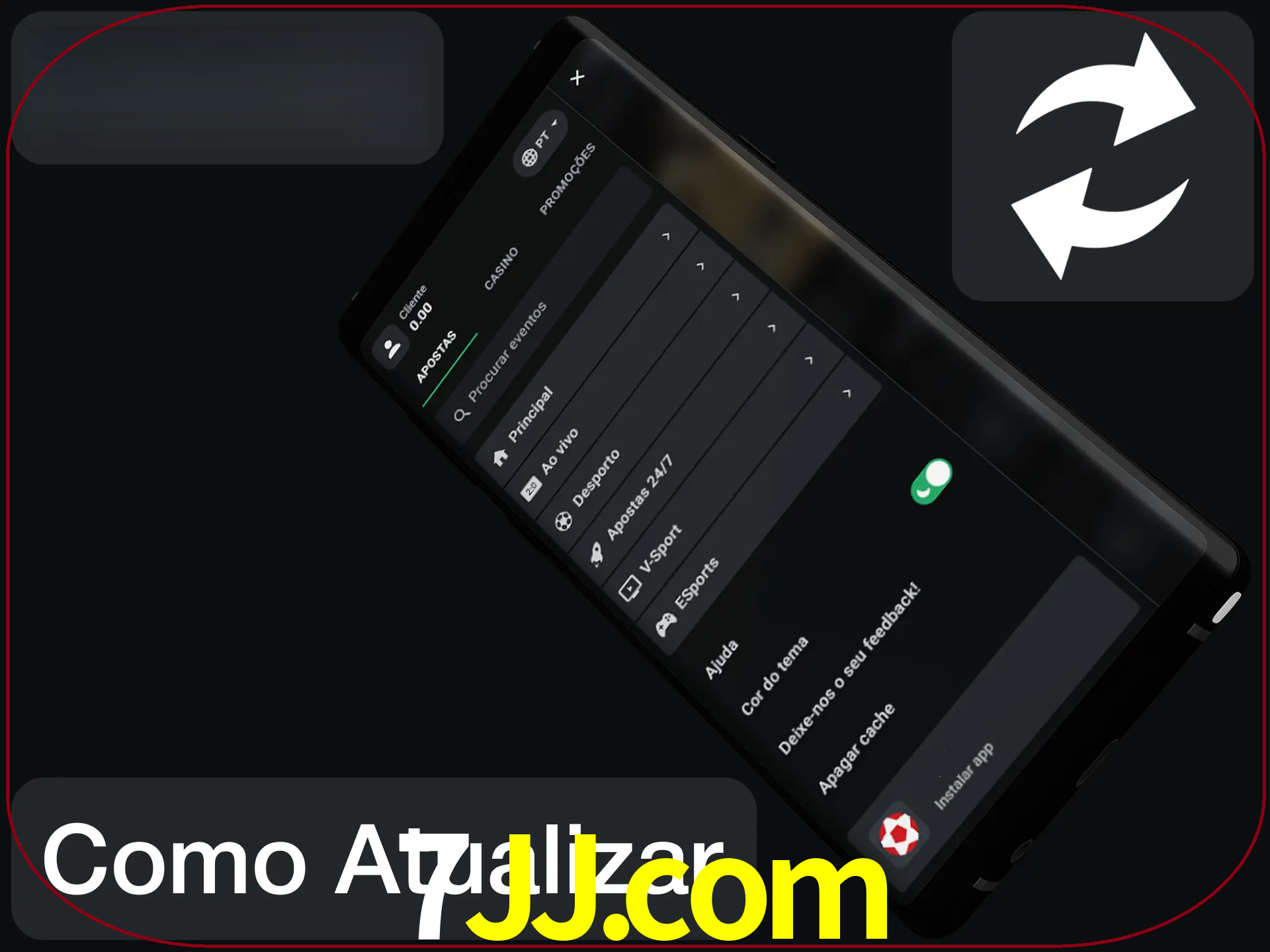 O aplicativo é atualizado automaticamente quando você faz o login.