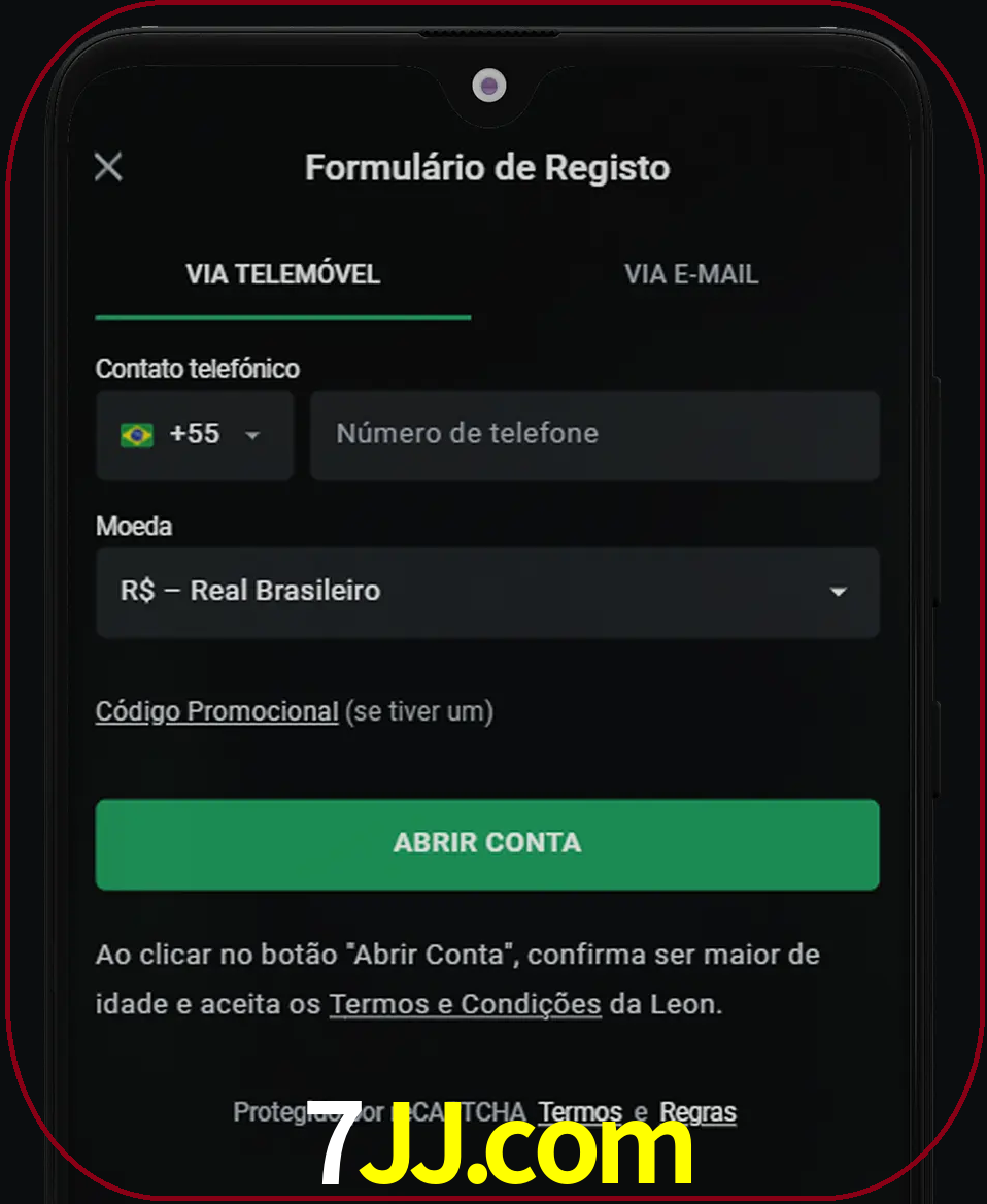Abra o aplicativo e inicie o processo de registro.