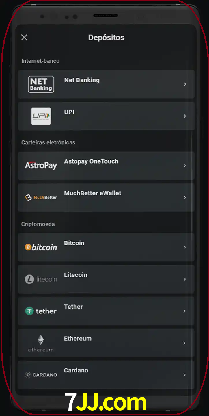 Você pode usar métodos alternativos de depósito.