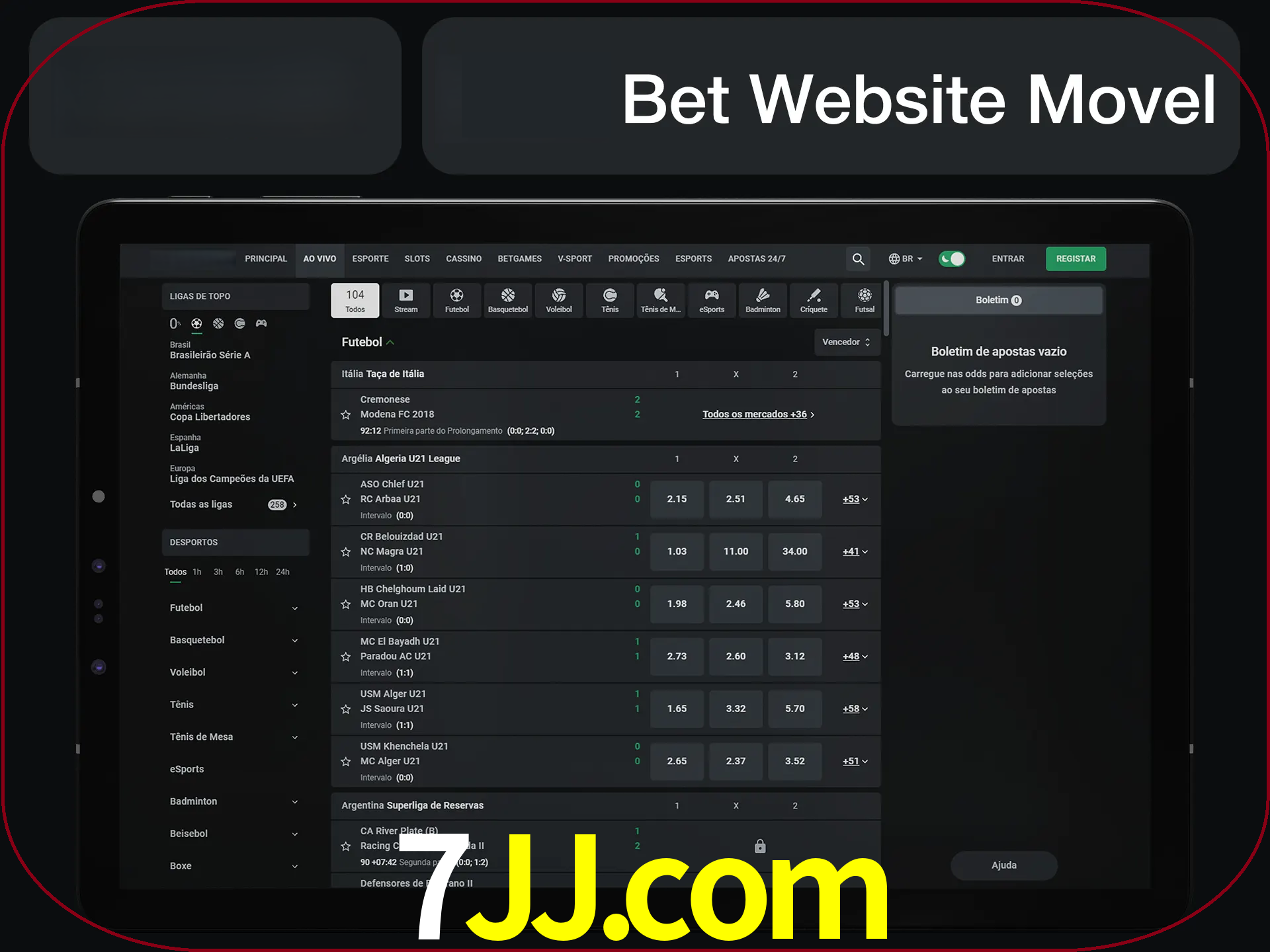 Use nosso website em qualquer dispositivo.