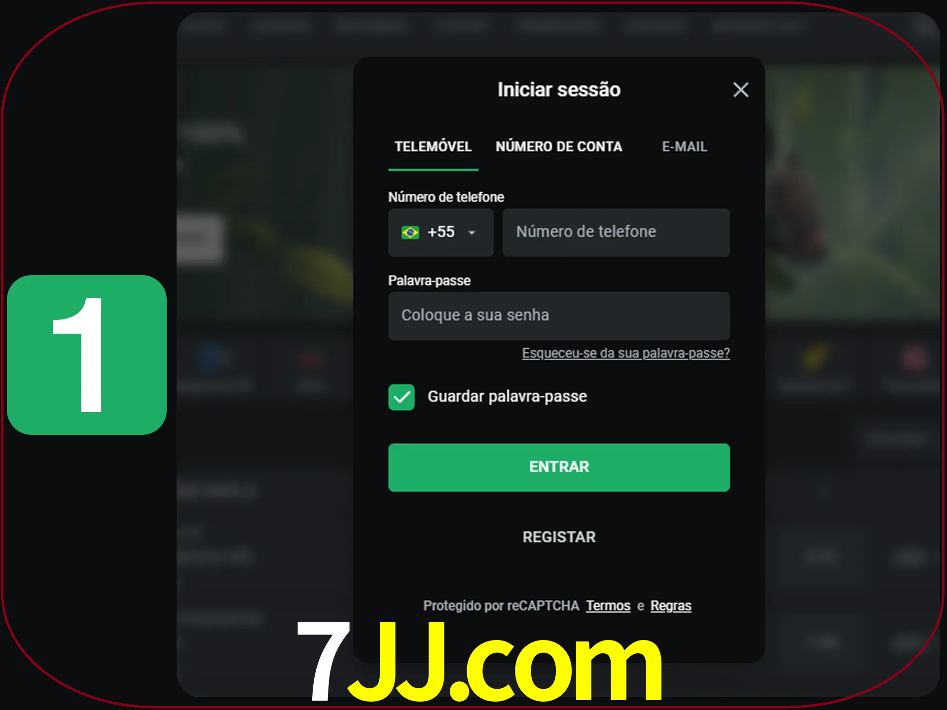 Clique no botão Entrar.